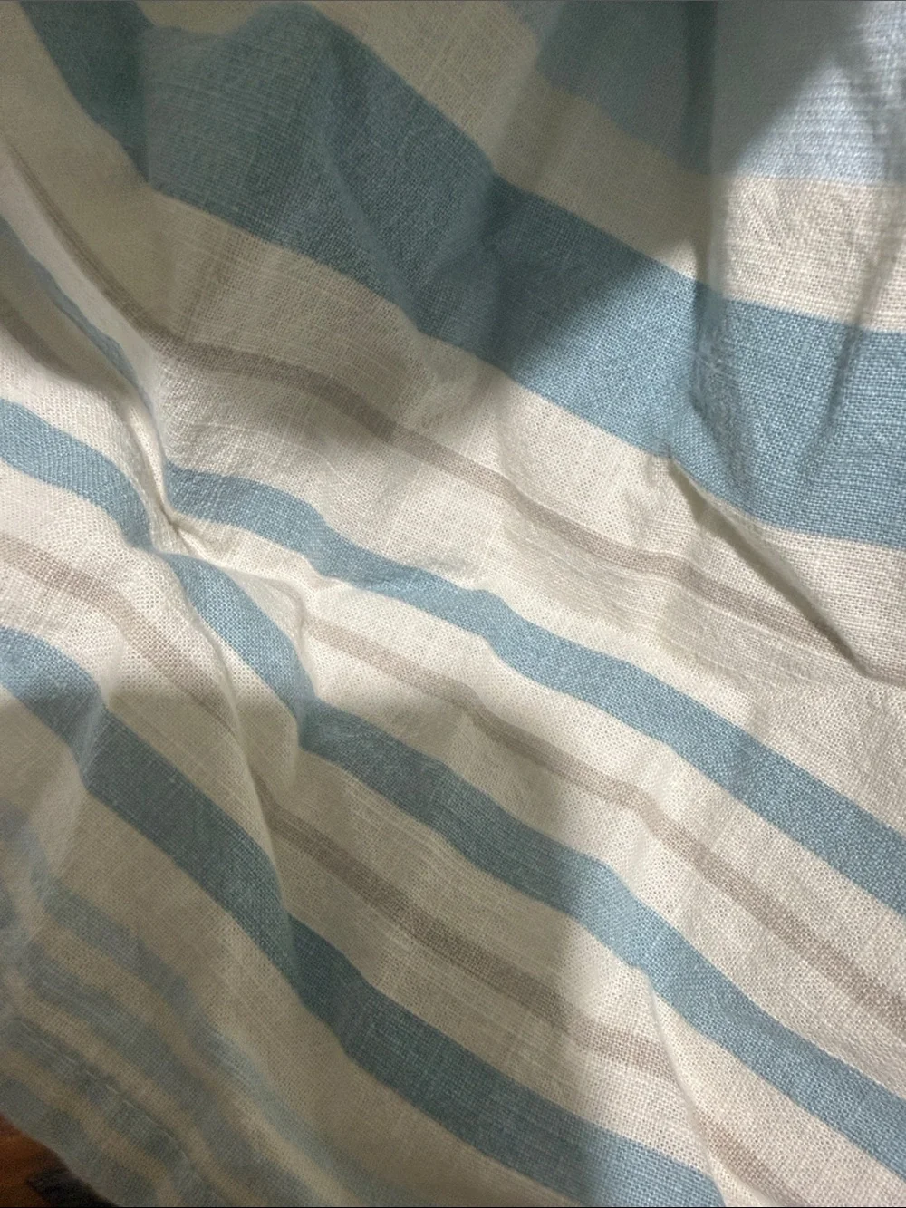 Blue and White Striped 100% cotton bathroom shower curtain